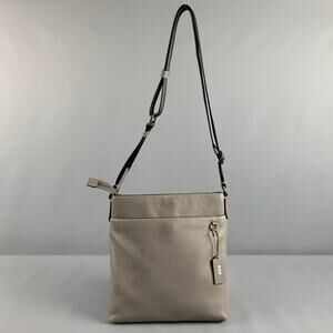 COACH Grey Black Pebble Grain Leather Cross Body Bag